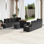vidaXL Ensemble de canapé de jardin 11 Pièces Noir Poly rotin