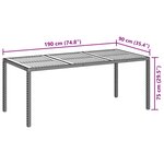 vidaXL Table de jardin 190x90x75 cm Résine tressée et bois acacia Noir