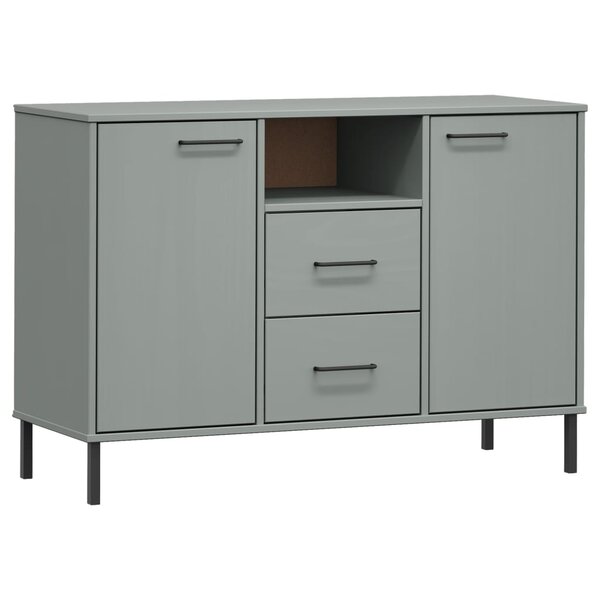vidaXL Buffet avec pieds en métal Gris 113x40x77 cm Bois massif OSLO