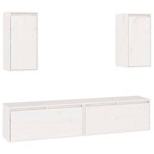 vidaXL Meubles TV 4 Pièces Blanc Bois massif de pin