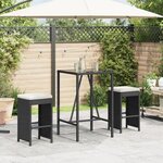 vidaXL Tabourets de bar jardin coussins lot de 2 noir résine tressée