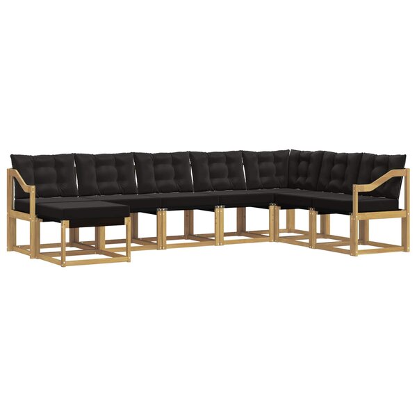vidaXL Ensemble de canapés d'extérieur 8 Pièces Blanc et noir