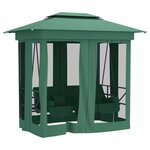 vidaXL Tonnelle de jardin banc pivotant convertible vert tissu acier