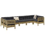 vidaXL Salon de jardin 7 Pièces avec coussins bois de pin imprégné
