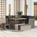 vidaXL Ensemble de canapé de jardin 8 Pièces Gris polyrotin