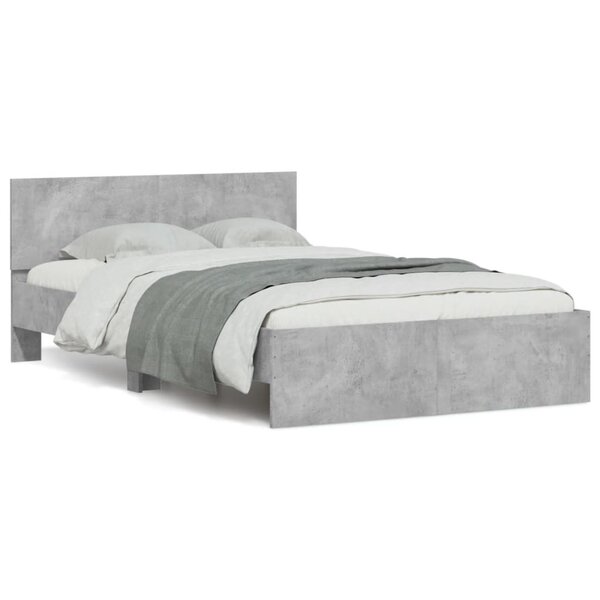 vidaXL Cadre de lit avec tête de lit gris béton 135x190 cm