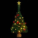 vidaXL Arbre de Noël artificiel pré-éclairé avec boules vert 64 cm