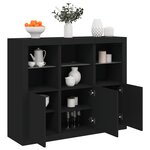 vidaXL Buffets avec lumières LED 3 Pièces noir bois d'ingénierie