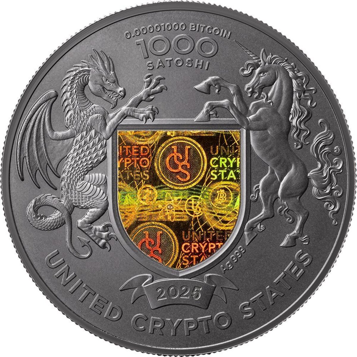 Pièce de monnaie en Argent 1000 Satoshi g 31.1 (1 oz) Millésime 2025 United  Crypto States THE WINGS OF FREEDOM - La Poste