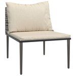 vidaXL Salon de jardin 3 Pièces avec coussins Gris Résine tressée