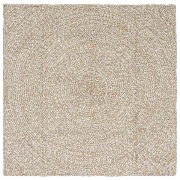 vidaXL Tapis de surface Carré Naturel et Blanc 160 x 160 cm Jute