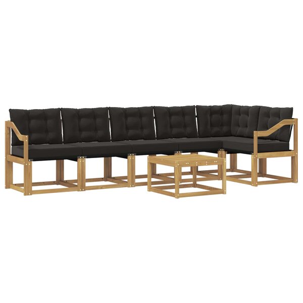 vidaXL Ensemble de canapés d'extérieur 7 pc Blanc et noir