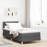 vidaXL Lit avec sommier & matelas LED gris foncé 100x200 cm tissu