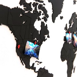 Mimi innovations décor de carte du monde murale puzzle noir 100x60 cm