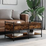 vidaXL Table basse chêne fumé 99x50x50 cm bois d'ingénierie