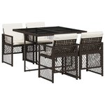 vidaXL Ensemble à manger de jardin 5 Pièces et coussins marron poly rotin