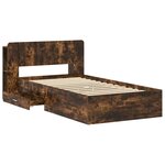 vidaXL Cadre de lit avec rangement Chêne fumé 90 x 190 cm