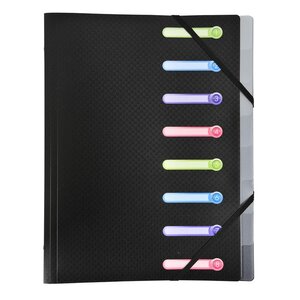 Trieur polypropylène 3 rabats 8 compartiments OPAK Noir x 10 EXACOMPTA