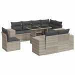 vidaXL Salon de jardin 9 Pièces avec coussins gris clair résine tressée