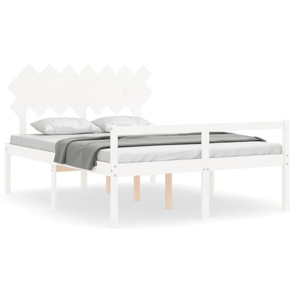 vidaXL Lit pour personne âgée sans matelas blanc bois massif
