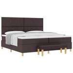 vidaXL Lit à ressorts avec tête de lit Marron foncé 200 x 200 cm tissu