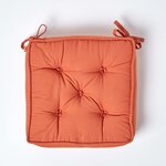 Galette de chaise coussin rehausseur en coton Terracotta  40 x 40 x 10 cm - HOMESCAPES