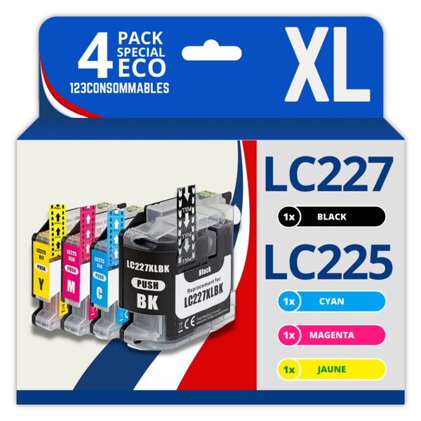 Pack 4 cartouche compatible BROTHER LC227XL  LC225XL