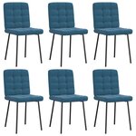 vidaXL Chaises à manger lot de 6 bleu velours