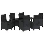 vidaXL Ensemble de salle à manger pour jardin 7 Pièces Noir polyrotin