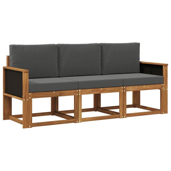 vidaXL Ensemble de canapés d'extérieur 3 pc Naturel et Anthracite