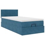 vidaXL Cadre de lit ottoman avec matelas bleu foncé 100x200 cm velours
