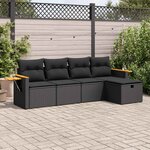 vidaXL Salon de jardin 5 Pièces avec coussins noir résine tressée