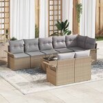 vidaXL Ensemble de canapé de jardin 9 Pièces Beige Poly rotin