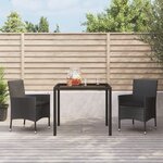 vidaXL Ensemble à manger de jardin avec coussins 3 Pièces Noir