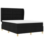 vidaXL Lit à ressorts avec matelas noir 140x200 cm en tissu