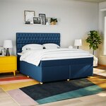 vidaXL Sommier à lattes de lit avec matelas Bleu 180x200 cm Tissu