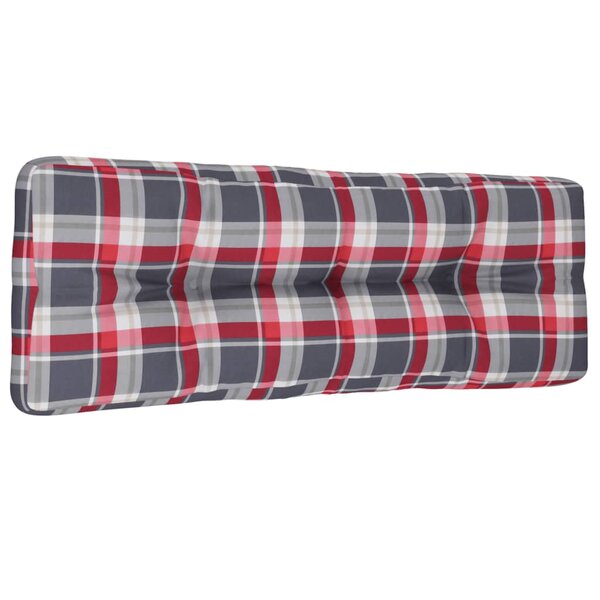 vidaXL Coussin de palette motif à carreaux rouge 120x40x12 cm tissu