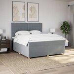vidaXL Sommier à lattes de lit avec matelas Gris clair 180x200cm Tissu