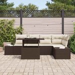 vidaXL Ensemble de canapé de jardin 6 Pièces Marron Poly rotin