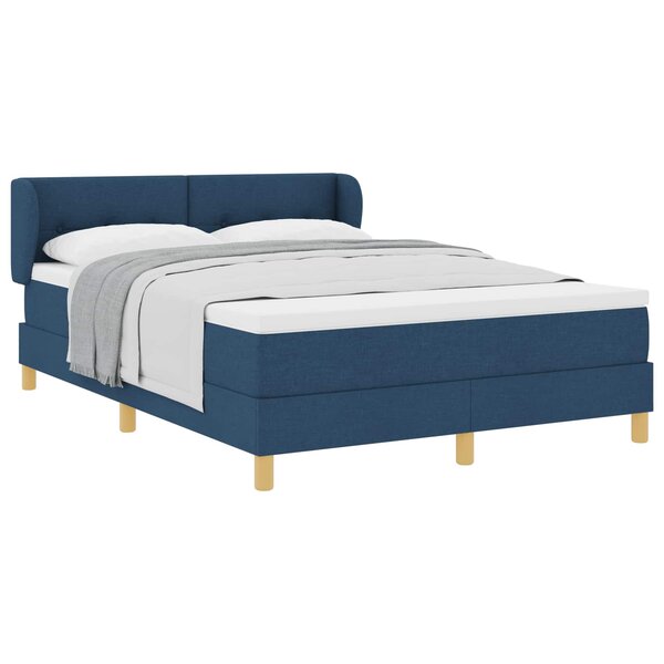 vidaXL Lit à ressorts avec matelas Bleu 140 x 200 cm tissu