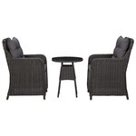vidaXL Chaises de jardin avec table à thé lot de 2 Résine tressée Noir
