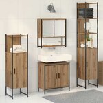 vidaXL Ensemble de mobilier de salle de bain avec porte 4 Pièces Marron