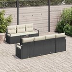 vidaXL Ensemble de canapé de jardin avec coussin 8 Pièces Noir et Crème