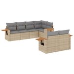 vidaXL Salon de jardin avec coussins 7 Pièces beige résine tressée