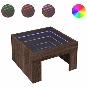 vidaXL Table basse avec LED infini chêne marron 50x50x30 cm