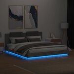 vidaXL Cadre de lit avec LED sans matelas gris béton 180x200 cm
