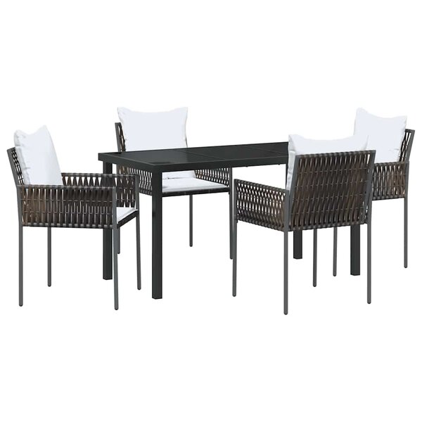 vidaXL Ensemble de salle à manger pour jardin 5 Pièces Marron et Noir