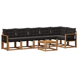 vidaXL Ensemble de canapés d'extérieur 7 Pièces Naturel et noir