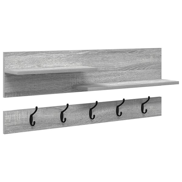 vidaXL Porte-manteau mural avec étagère avec stockage Sonoma gris 90 x 15 x 36 cm