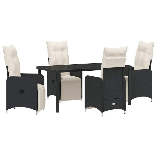 vidaXL Ensemble de salle à manger pour jardin 5 Pièces Noir Poly rotin